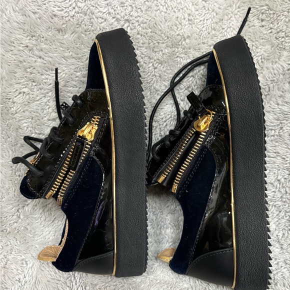 Giuseppe Zanotti Shoes - Giuseppe Zanotti Black Sneakers with Gold Details